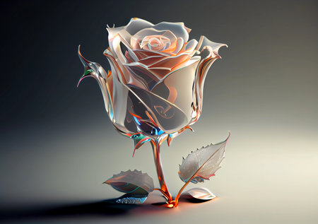 glass rose flower on a uniform background. ai generatedの素材