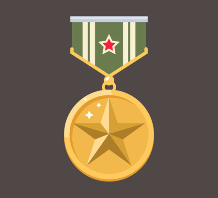 military gold medal with a star. flat vector illustration.のイラスト素材