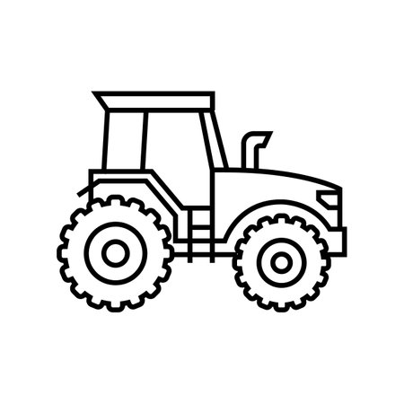 tractor black icon. agricultural machinery. flat vector illustrationのイラスト素材