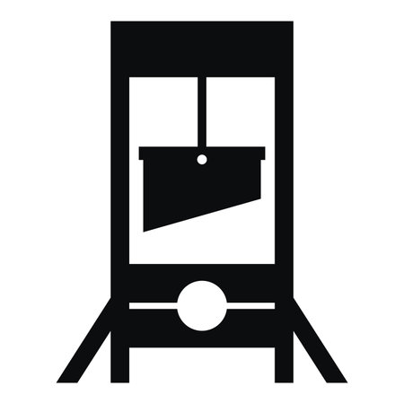 wooden guillotine for the execution of a person. flat vector illustrationのイラスト素材