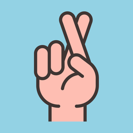 color icon of hands with crossed fingers. flat vector illustration.のイラスト素材