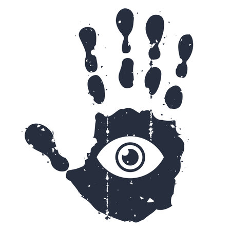 handprint with an eye. clairvoyance. divination by hand. flat vector illustration.のイラスト素材