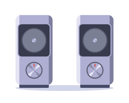 gray music computer speakers. flat vector illustrationのイラスト素材