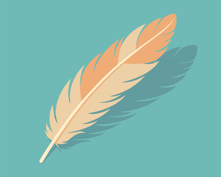 pastel color bird feather. flat vector illustration.のイラスト素材