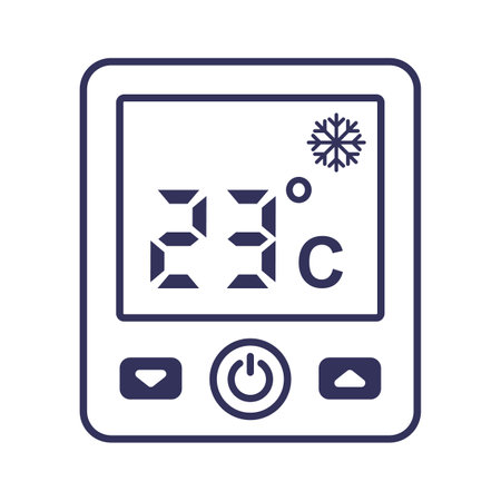 air conditioner display icon with temperature. flat vector illustration.のイラスト素材