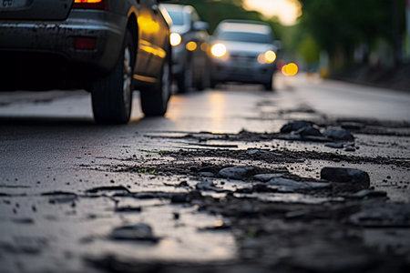 road dirt from cars on the highway. Generative AIの素材