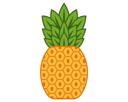 pineapple color icon. exotic fruit. flat vector illustration.のイラスト素材