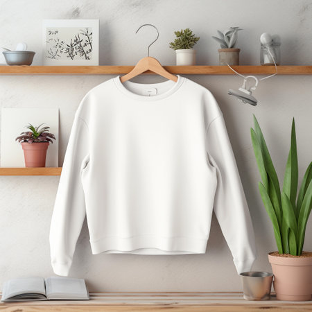 white sweatshirt for print on a neutral background. ai generatedの素材