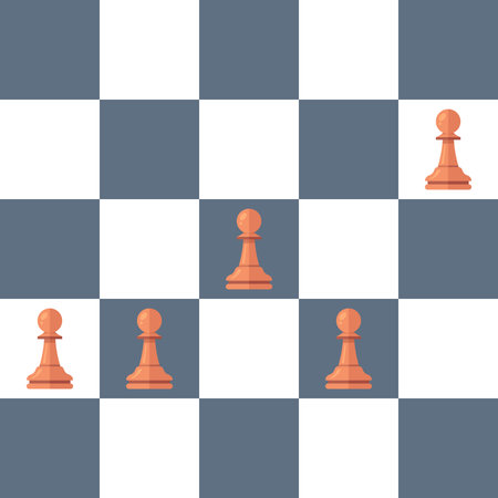 wooden pawns on a chessboard. flat vector illustration.のイラスト素材