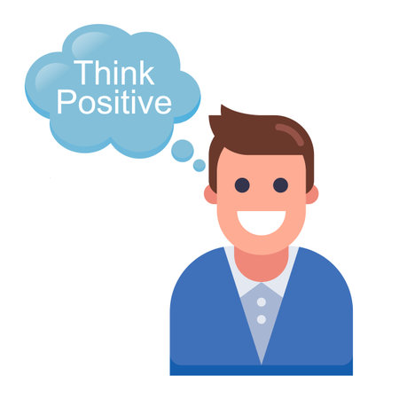man positive thinking. flat vector illustrationのイラスト素材