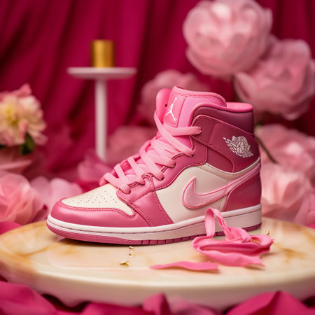 pink sports sneakers. ai generatedの素材