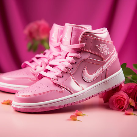 pink sports sneakers. ai generatedの素材