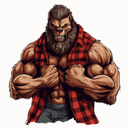 a male werewolf in the guise of a wolf. ai generatedの素材