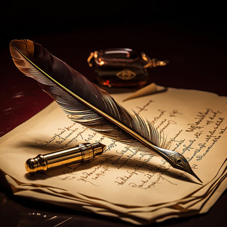 write with a quill pen. ai generatedの素材