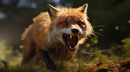 the fox is running. ai generatedの素材
