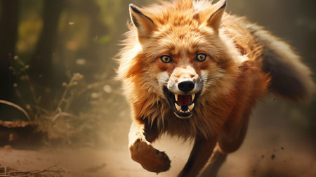 the fox is running. ai generatedの素材