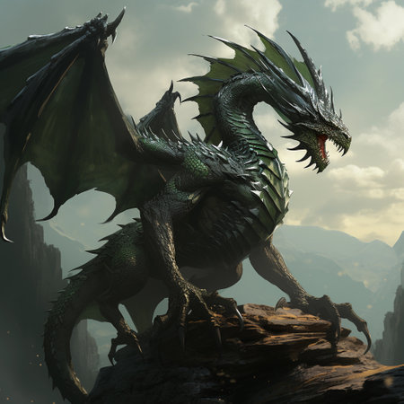 green dangerous dragon. ai generatedの素材