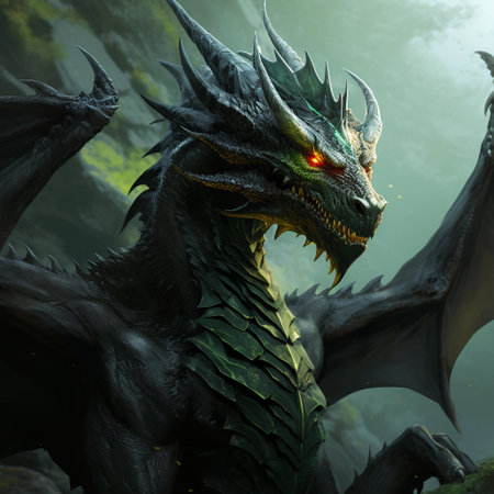 green dangerous dragon. ai generatedの素材