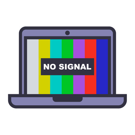 laptop is broken. no signal. flat vector illustration.のイラスト素材
