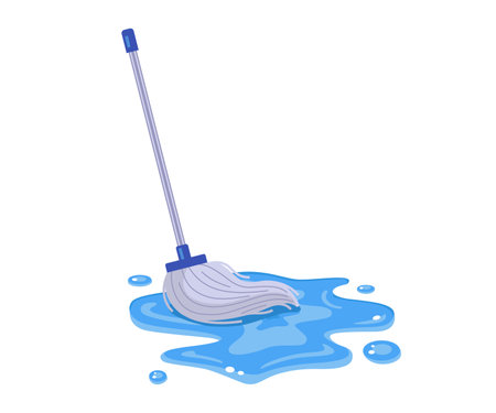 mop any spilled water. flat vector illustration.のイラスト素材