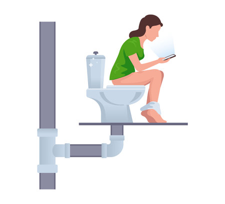 toilet sewer. draining waste through pipes. flat vector illustration.のイラスト素材