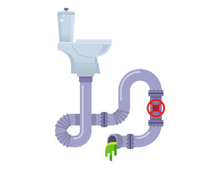 toilet sewer. draining waste through pipes. flat vector illustration.のイラスト素材