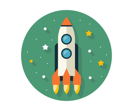 space rocket flies in space. flat vector illustration.のイラスト素材
