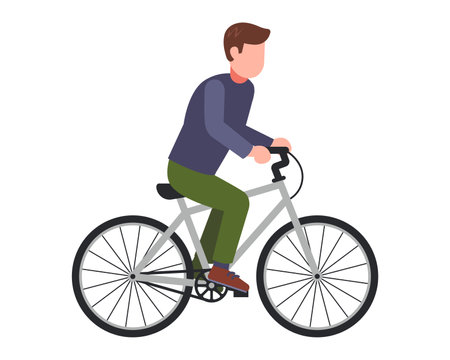 cyclist on a bike on a white background. flat vector illustration.のイラスト素材