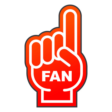 red and blue fan glove on hand. flat vector illustration.のイラスト素材