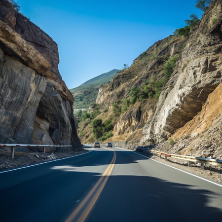 mountain road. asphalt highway high in the mountains. Generative AIの素材
