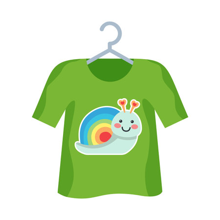 children T-shirt with snail print. flat vector illustration.のイラスト素材