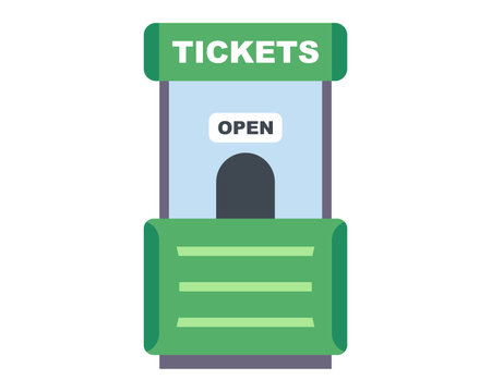 green kiosk with tickets. flat vector illustration.のイラスト素材