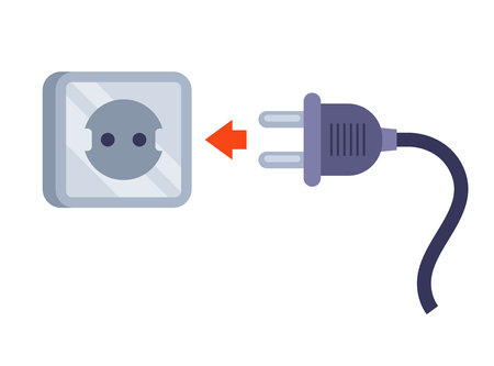 plug it into an outlet. flat vector illustrationのイラスト素材