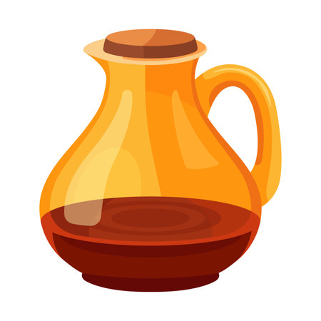 glass jug with oil. flat vector illustrationのイラスト素材