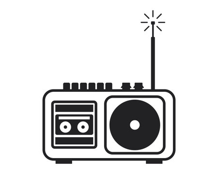 black radio icon. flat vector illustrationのイラスト素材