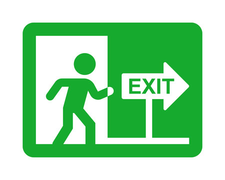 green emergency exit icon. flat vector illustrationのイラスト素材