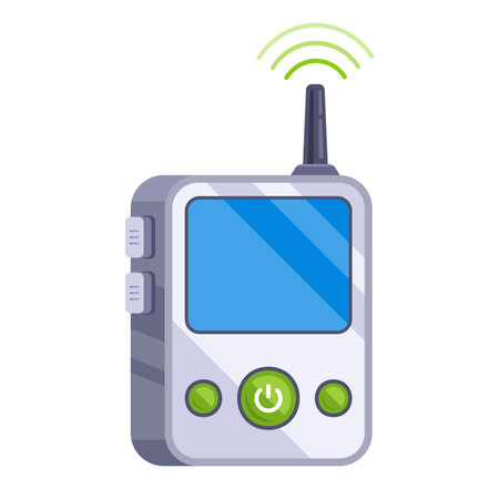 children walkie-talkie for control. flat vector illustrationのイラスト素材