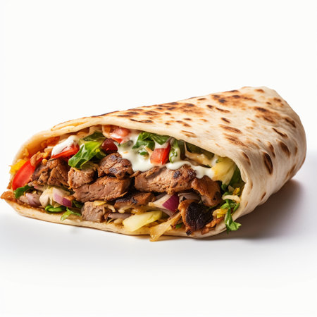 large shawarma on a white background. Generative AIの素材