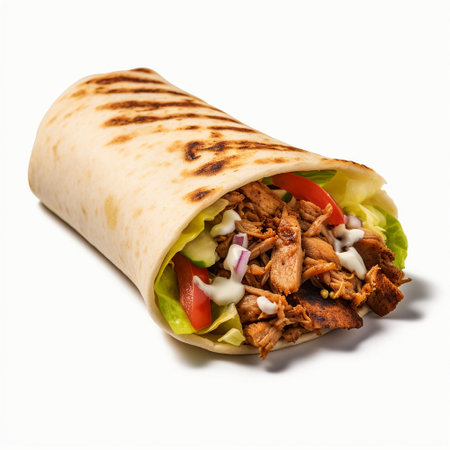 large shawarma on a white background. Generative AIの素材