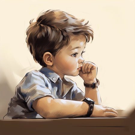 a bored little child is waiting. ai generatedの素材