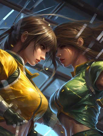 fight between two girls. ai generatedの素材