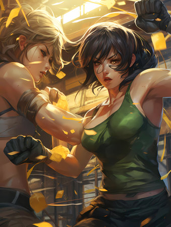 fight between two girls. ai generatedの素材
