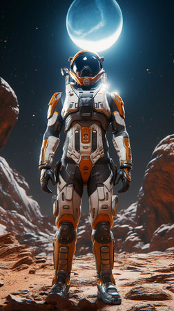 astronaut on a wild planet. ai generatedの素材