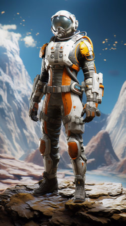 astronaut on a wild planet. ai generatedの素材