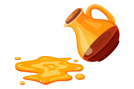 olive oil spilled on the floor. flat vector illustration.のイラスト素材