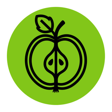 linear icon of apple in green circle. fruit iconのイラスト素材