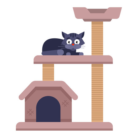 cat multi-storey house in the apartment. scratching post for a catのイラスト素材