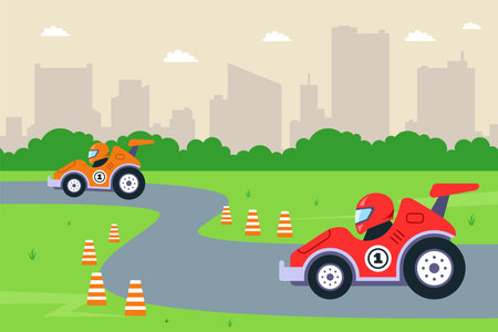 a racing track for automobiles. sports competitions.のイラスト素材