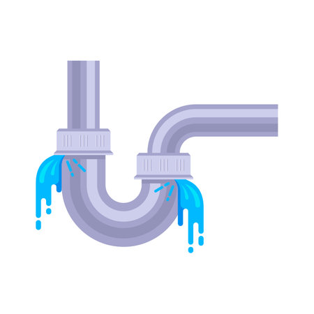 water leak sewer pipe. pipe leak in apartment.のイラスト素材