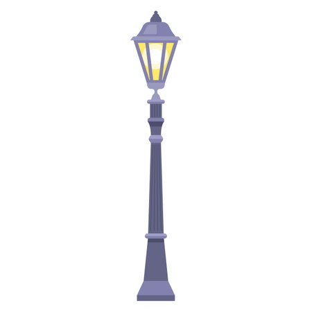 old street lamp on white background. flat vector illustrationのイラスト素材